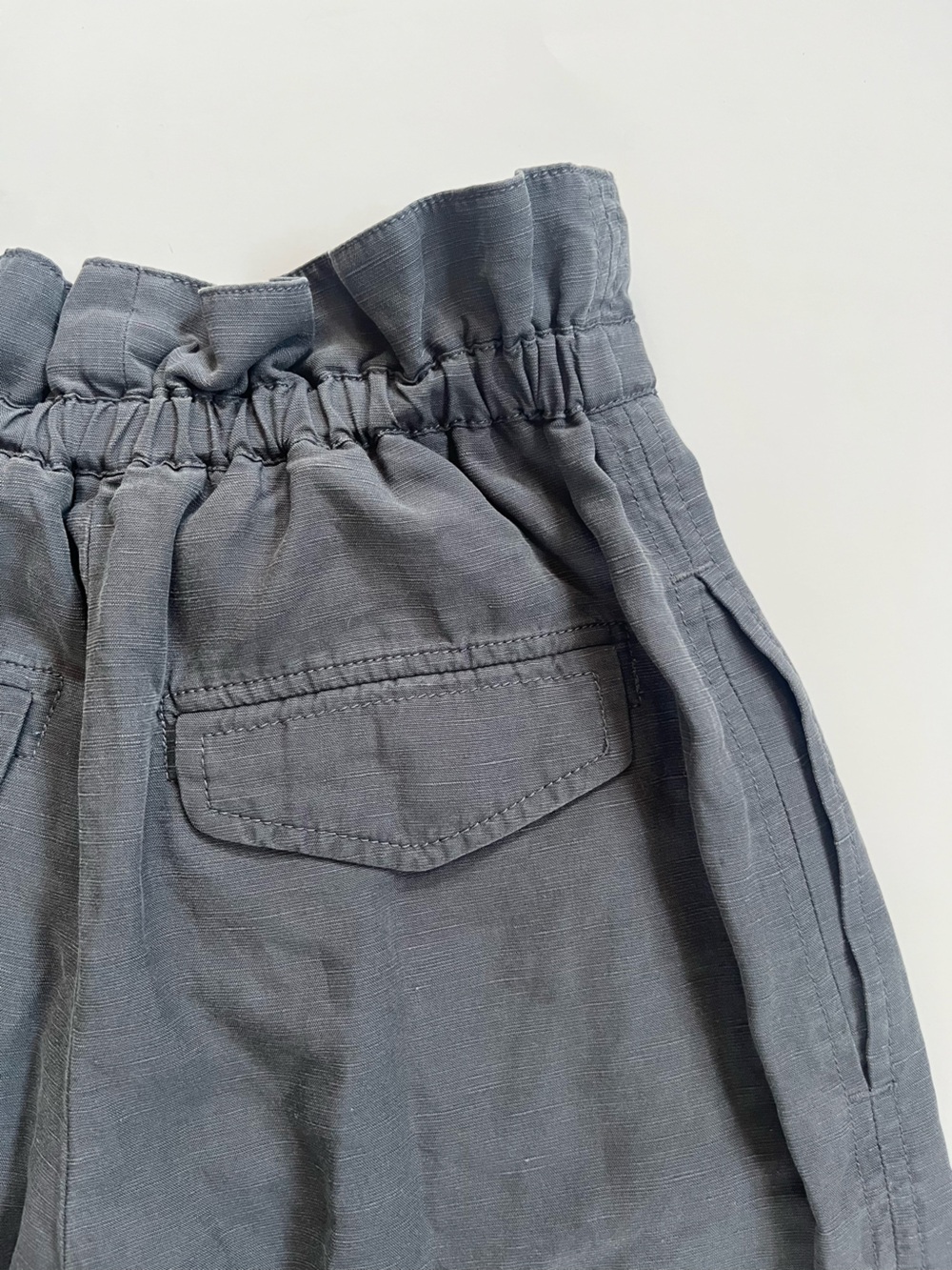 Club Monaco Slate Grey High Waist Linen Blend Paper Bag Cropped Wide Leg Pants - Picture 11 of 12